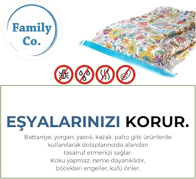 Family Co. Vakumlu Hurç Poşet Setleri 5 Parça 50x70-2, 60x80-2, 80x100-1
