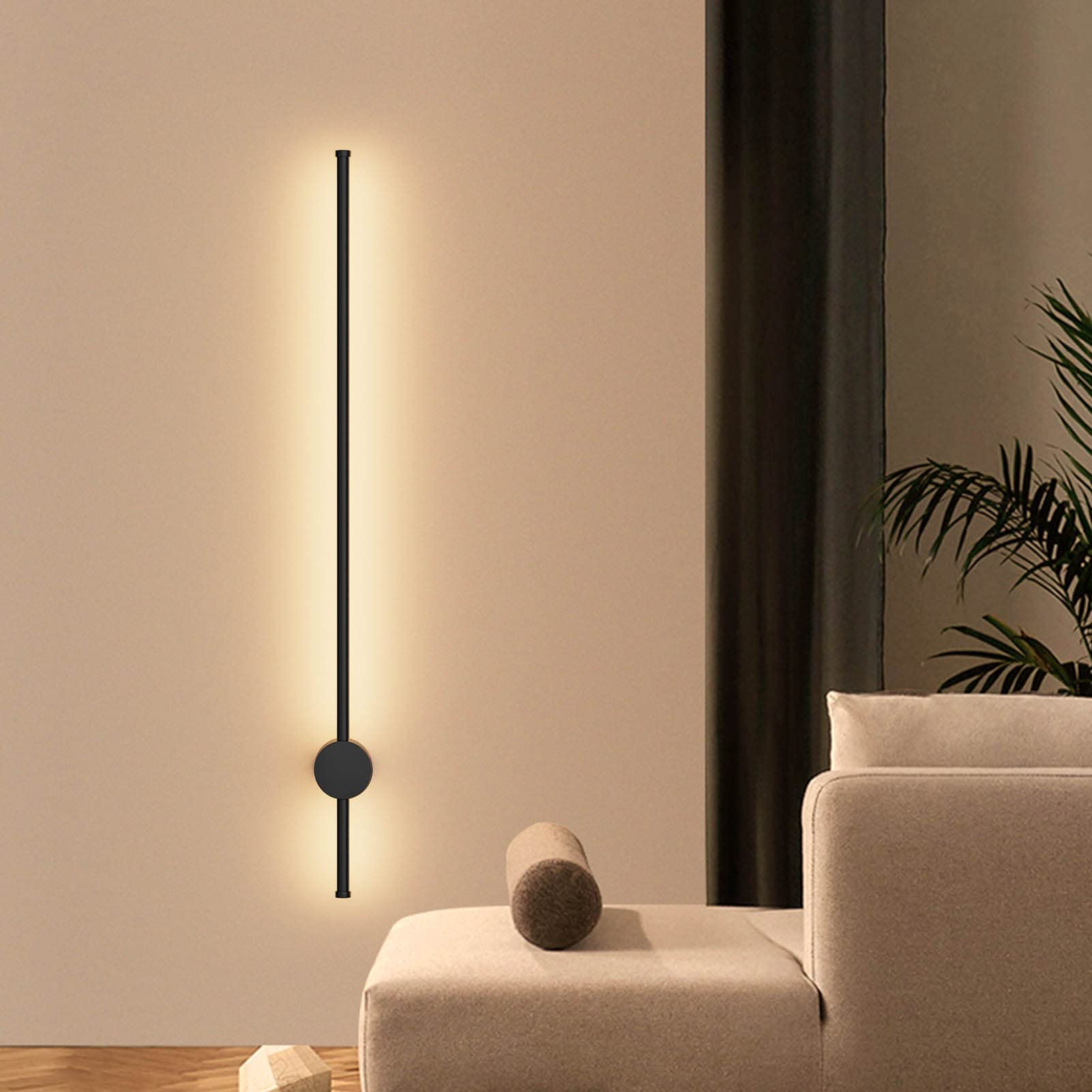 Klighten Lampada da Parete da Interno LED Lunga, 97CM/28W Moderna Applique da Interno, IP65 Luci da Parete Esterno in Alluminio, per Soggiorno Scala Corridoio, Bianco Caldo 3000K, Nero | Lampada da parete in alluminio, impermeabile IP65, 2250 lumen, lampa