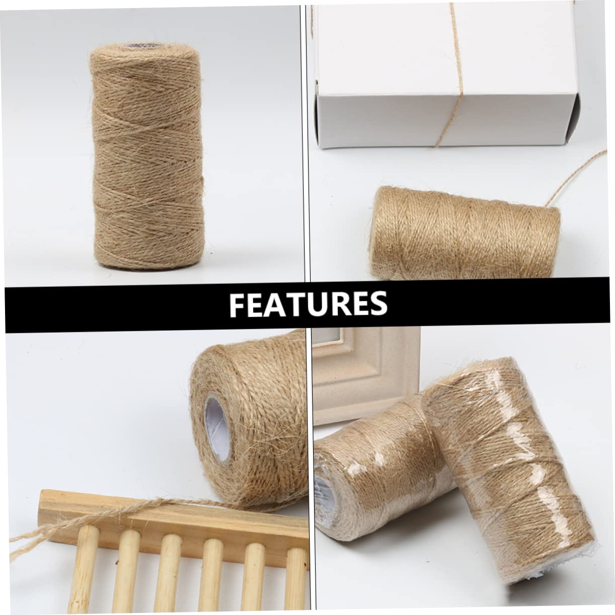 IWOWHERO 2Rolls Jute Twine String Natural Heavy Duty Craft Rope for DIY Projects Gardening Wrapping and Home Decor Durable Material