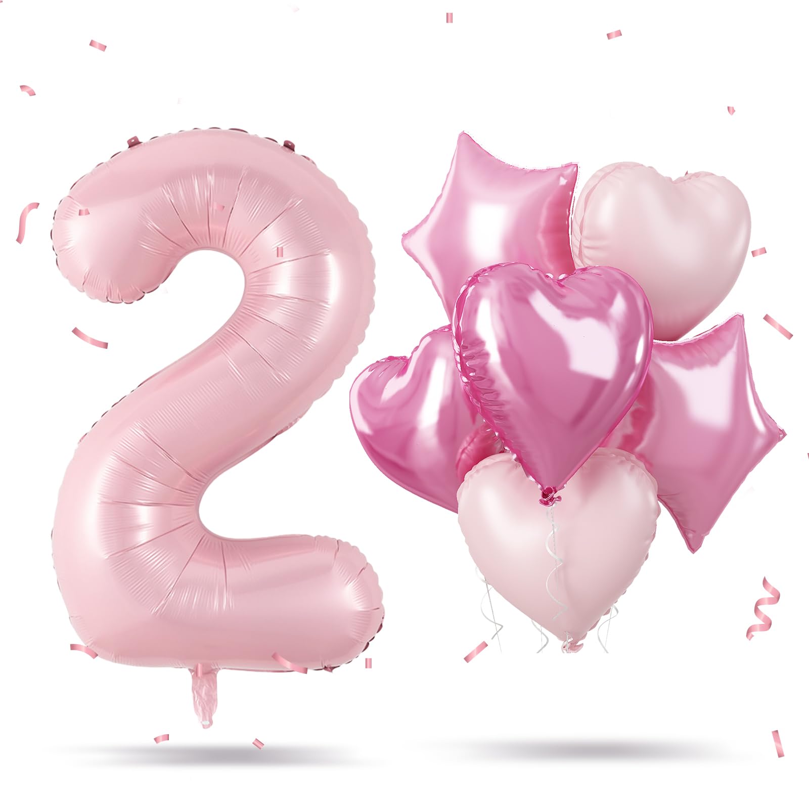 Amazon.com: Big Number 2 Balloon Light Pink, Foil 2 Balloons with