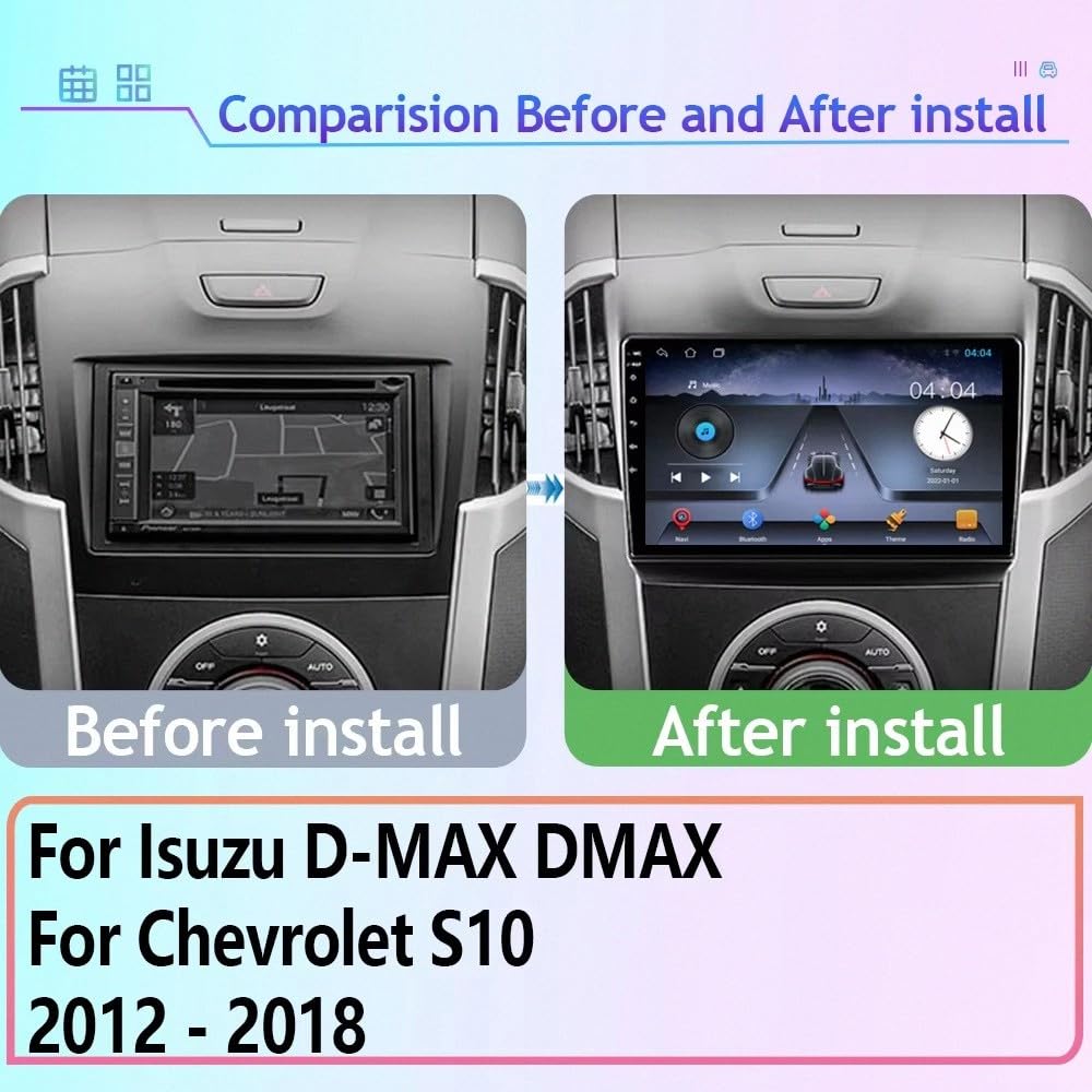 Autoradio Gps Navigation 2 Din per Isuzu DMAX D-MAX Chevrolet S10 2012-2018 Wireless Carplay Android Auto Stereo Auto Bluetooth Ips con Pantalla Táctil con Gps, 4 Nucleo 4G+64G