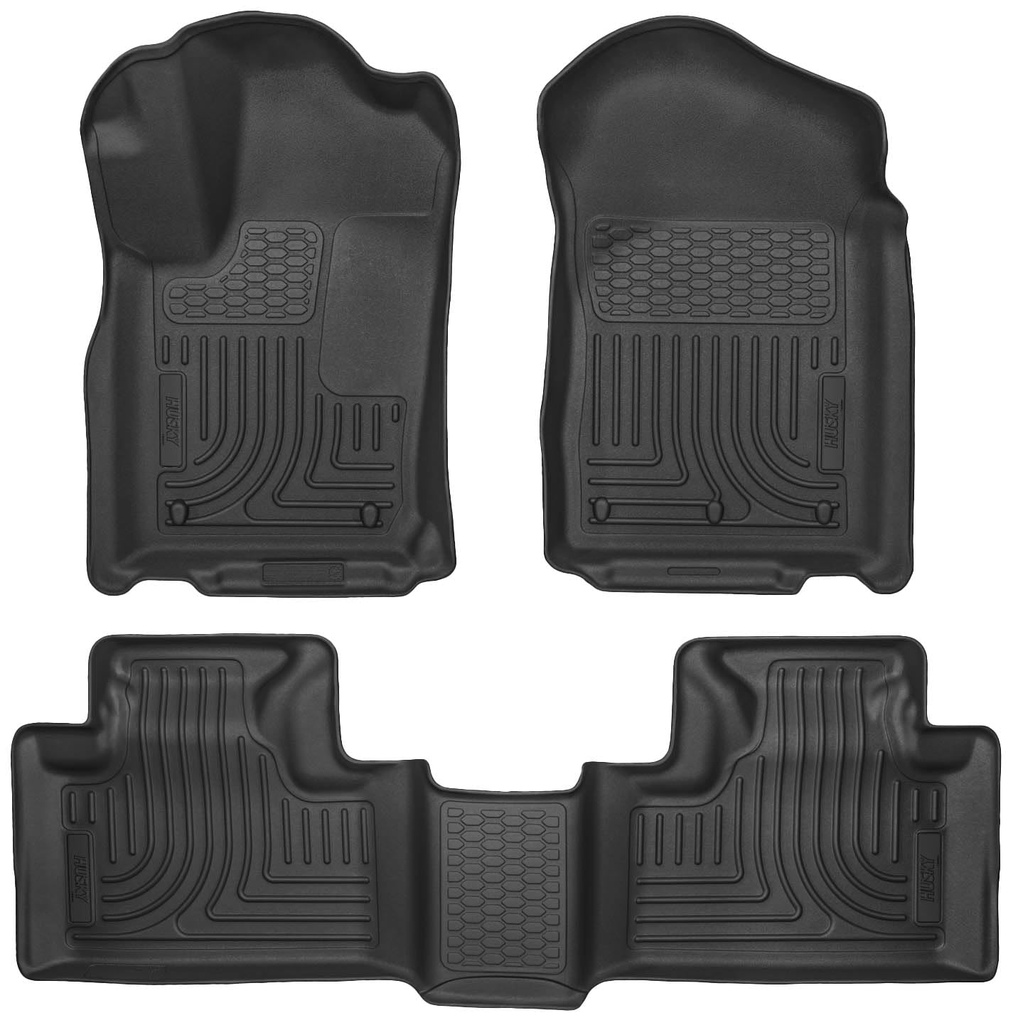 Husky Liners Weatherbeater Floor Mats | Fits 2011 - 2015 Dodge Durango & Jeep Grand Cherokee | Front & 2nd Row, 3-pc Black - 99051