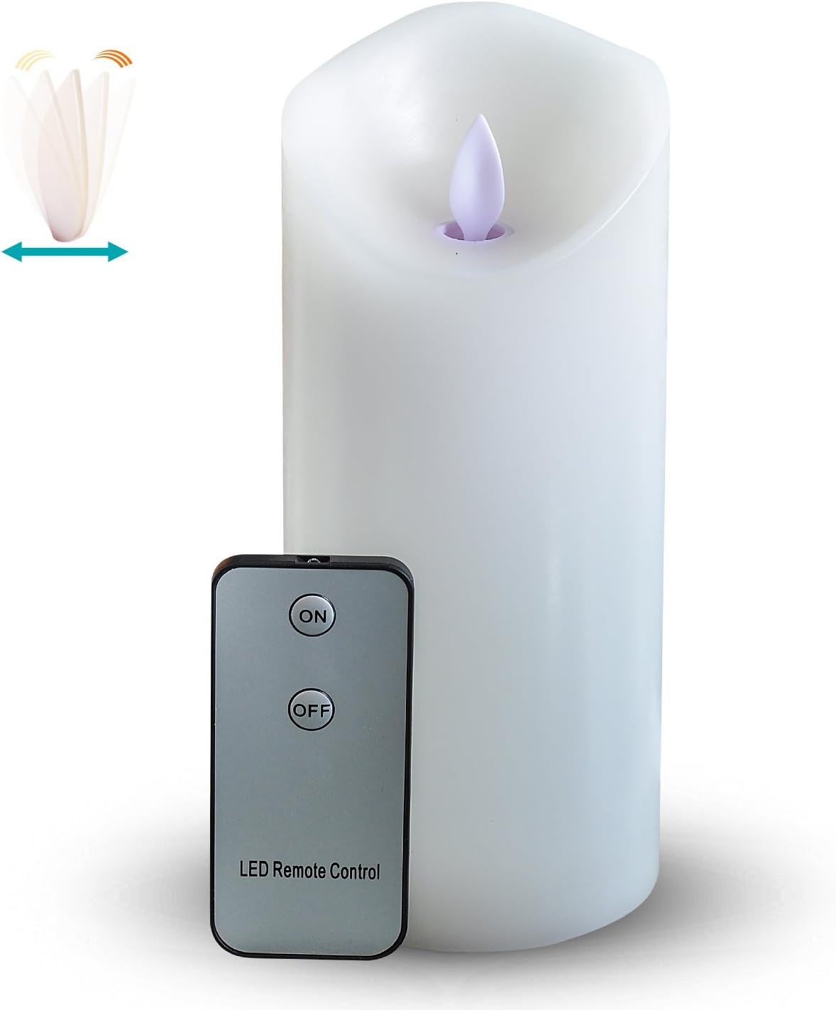 Maxway Real Wax Battery Powered Flameless LED Candle with Remote Control (3" x 7", White)