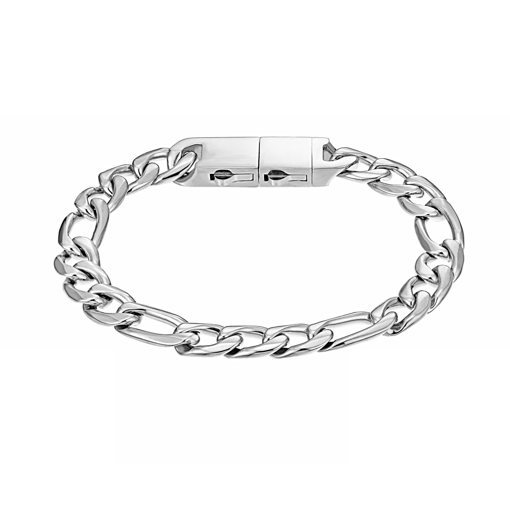 Speroto Chain Bracelet, Sturdy Stainless Steel Figaro Link Bracelet, Simple Jewelry Gift for Men Women