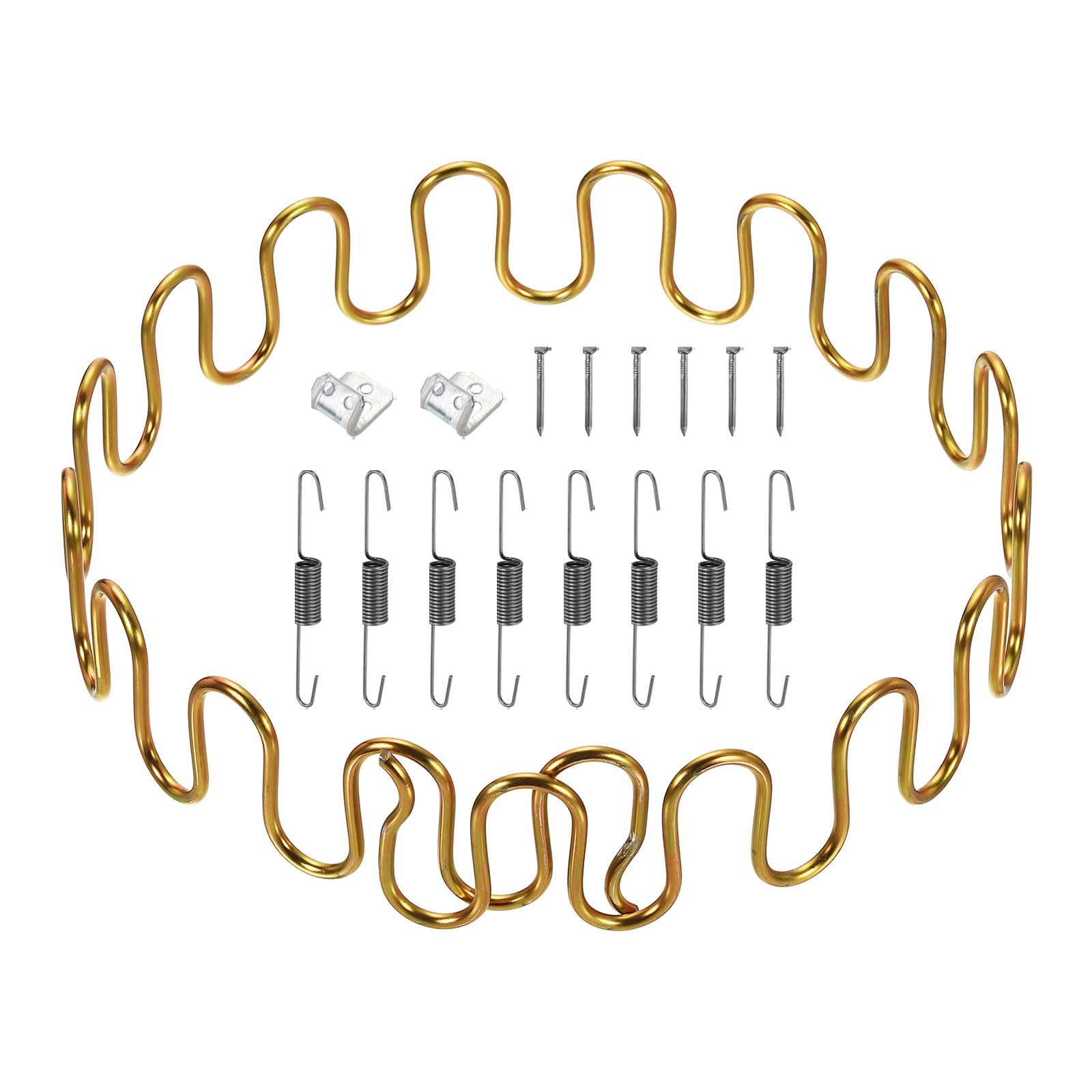 QUARKZMAN Kit di sostituzione molle per tappezzeria da 31,5", kit di riparazione per cuscini cedevoli in acciaio al carbonio, molla ad arco con ganci di bilanciamento, clip a molla a S, oro