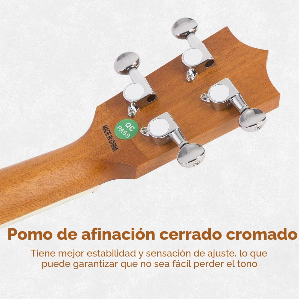 Mulucky Banjolele,Juego de 4 cuerdas para ukelele de banjo, tamaño de concierto de 23 pulgadas, parte trasera cerrada de madera maciza, bolsa de sintonizador, correa de correa de cuerda – BU806