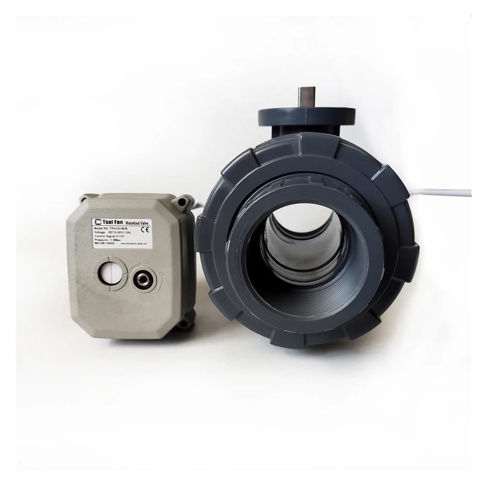Válvula de Bola eléctrica de unión verdadera de UPVC DN50, DC12, DC24V, AC24V, Control automático for Suministro de Agua de Piscinas.(Glue END-AC24V-CR202)