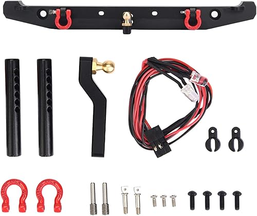 Tbest Parachoques trasero RC, parachoques trasero LED RC Crawler Soporte de parachoques de metal compatible con SCX10II 90046 modelo de automóvil