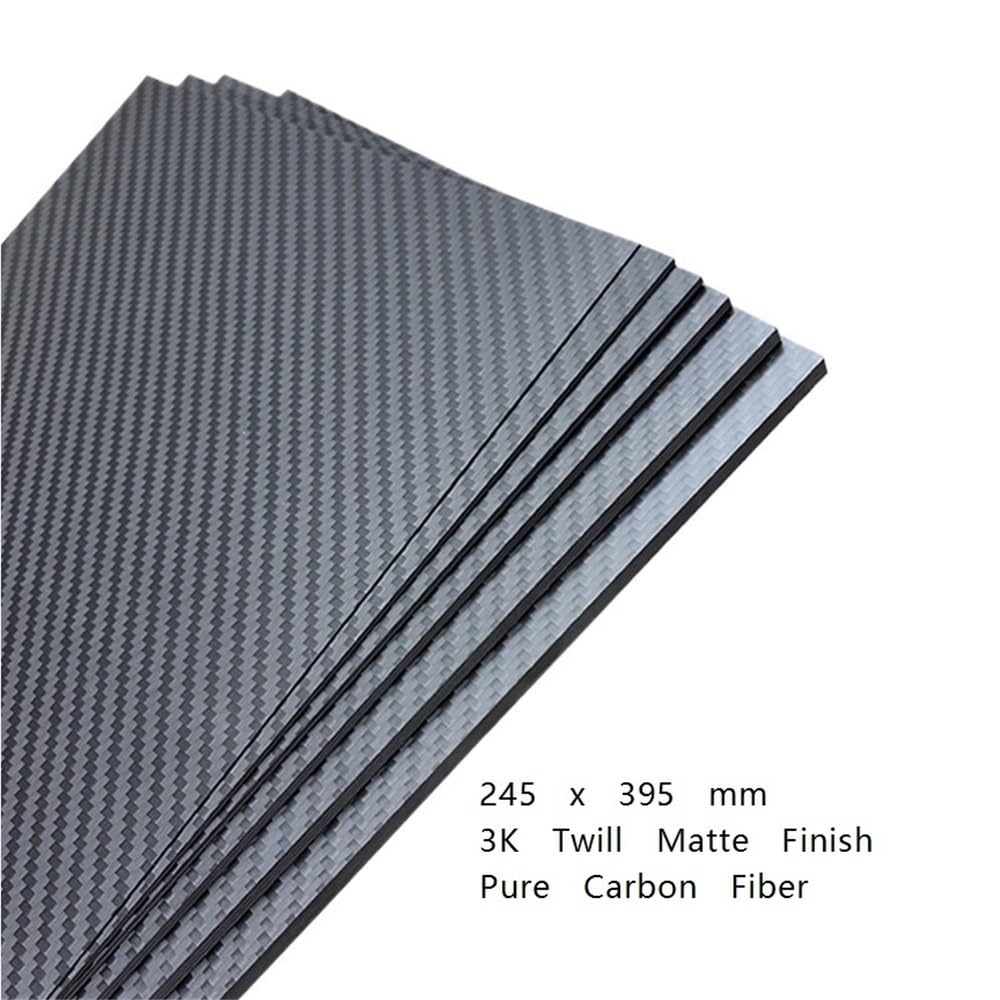 Foglio composito in fibra Foglio di carbonio artigianale nero 3K, larghezza 245 mm, lunghezza 395, finitura opaca in twill, anti-invecchiamento, 1 pezz0(1.5mm)