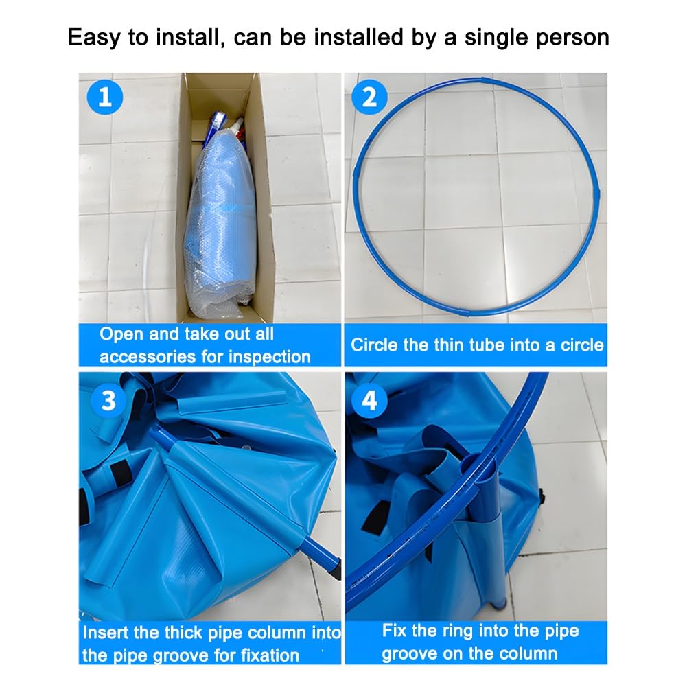 Estanque De Peces Redondo Para Exteriores Con Estructura Duradera, Piscina Elevada Para Acuario, Lona Plegable Grande Para Exteriores, Para Cría De Koi Agrícola, Fácil De Instalar(1.8x1.2 m/70.9x47.2