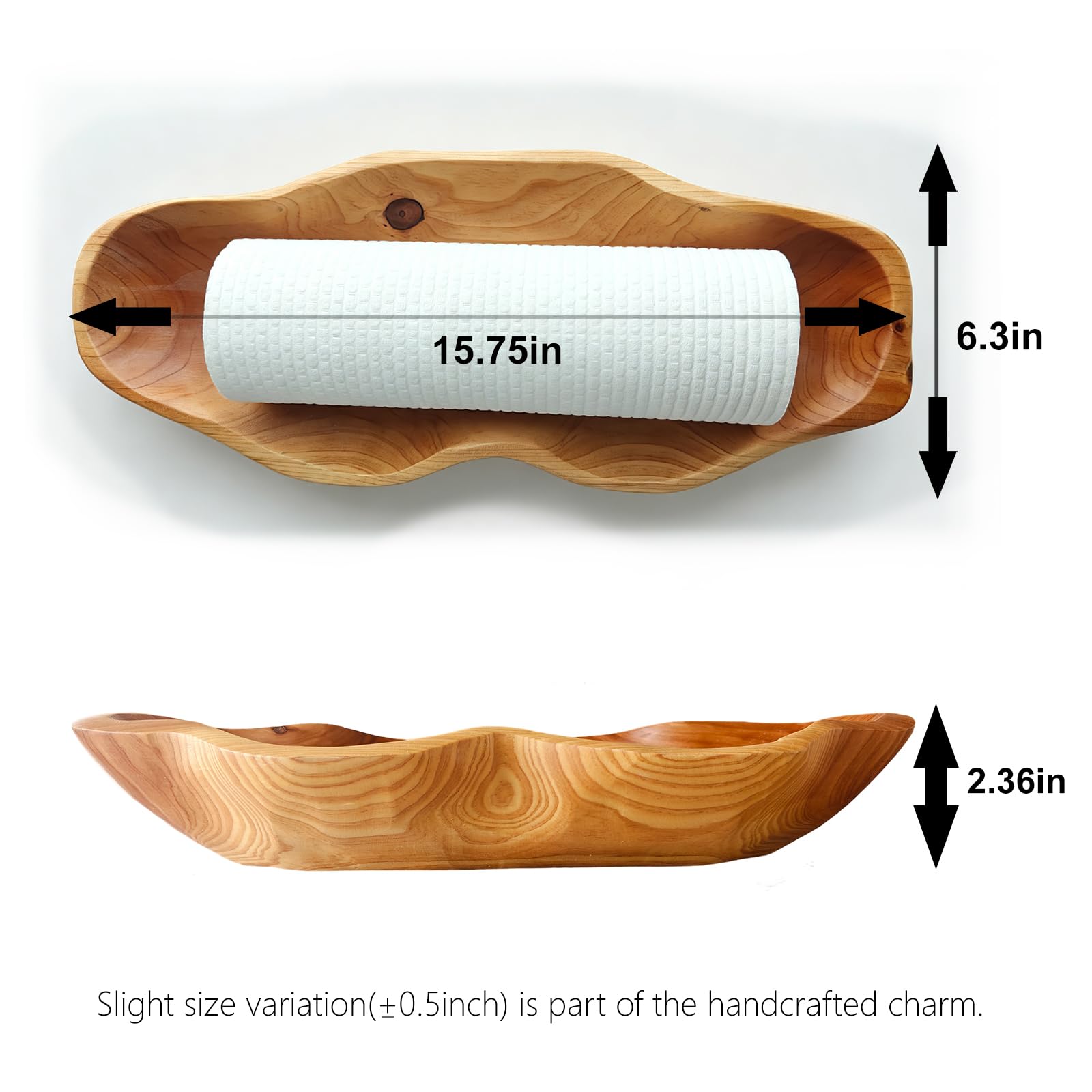 Handgefertigte dekorative Teigschale aus Holz, 39 cm
