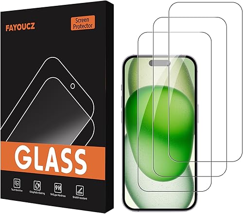 Miniatura 1 de Paquete de 3 protectores de pantalla de vidrio compatibles con iPhone 12, película de vidrio templado de 6.1 pulgadas, antiarañazos, alta definición