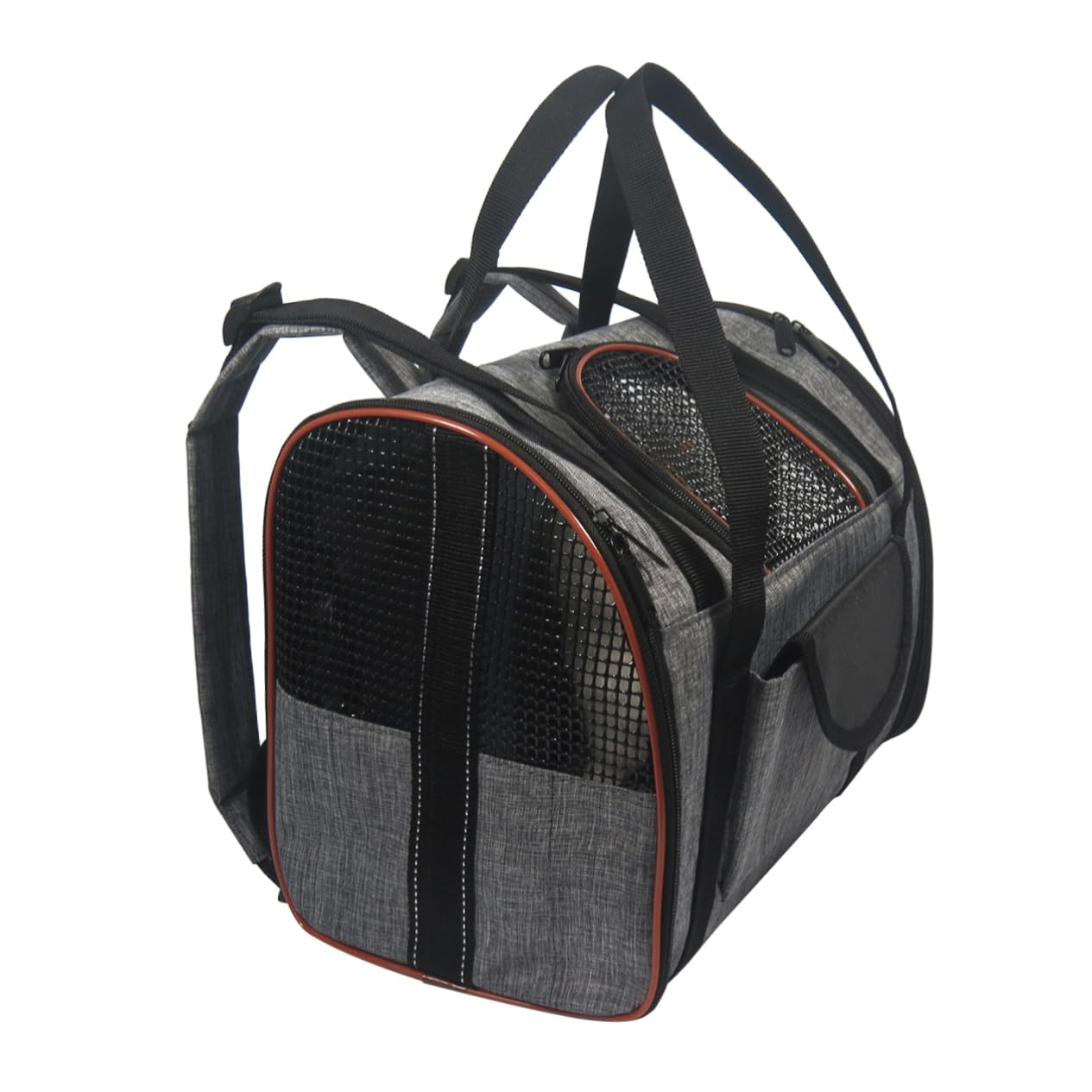 VANZACK Portable Pet Backpack Carrier Bag for Dogs and Cats Breathable Mesh Design Lightweight Travel Pack for Outdoor Activities Grey and Coffee Color Options