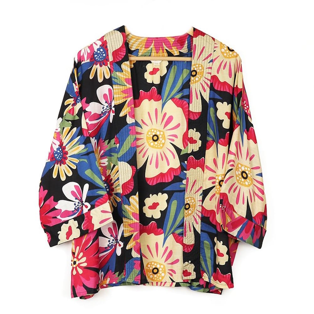 Womens Floral Kimono Beachwear Blouse Bikini Cardigan Long Cover Pastel Mix
