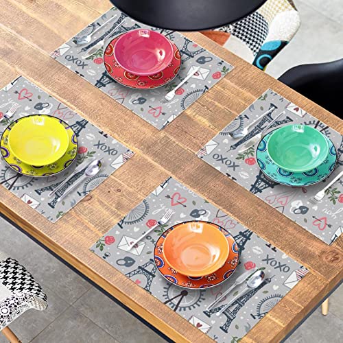 Sets de table Tour Eiffel en tissu Oxford lavable | Lot de 4 - 8