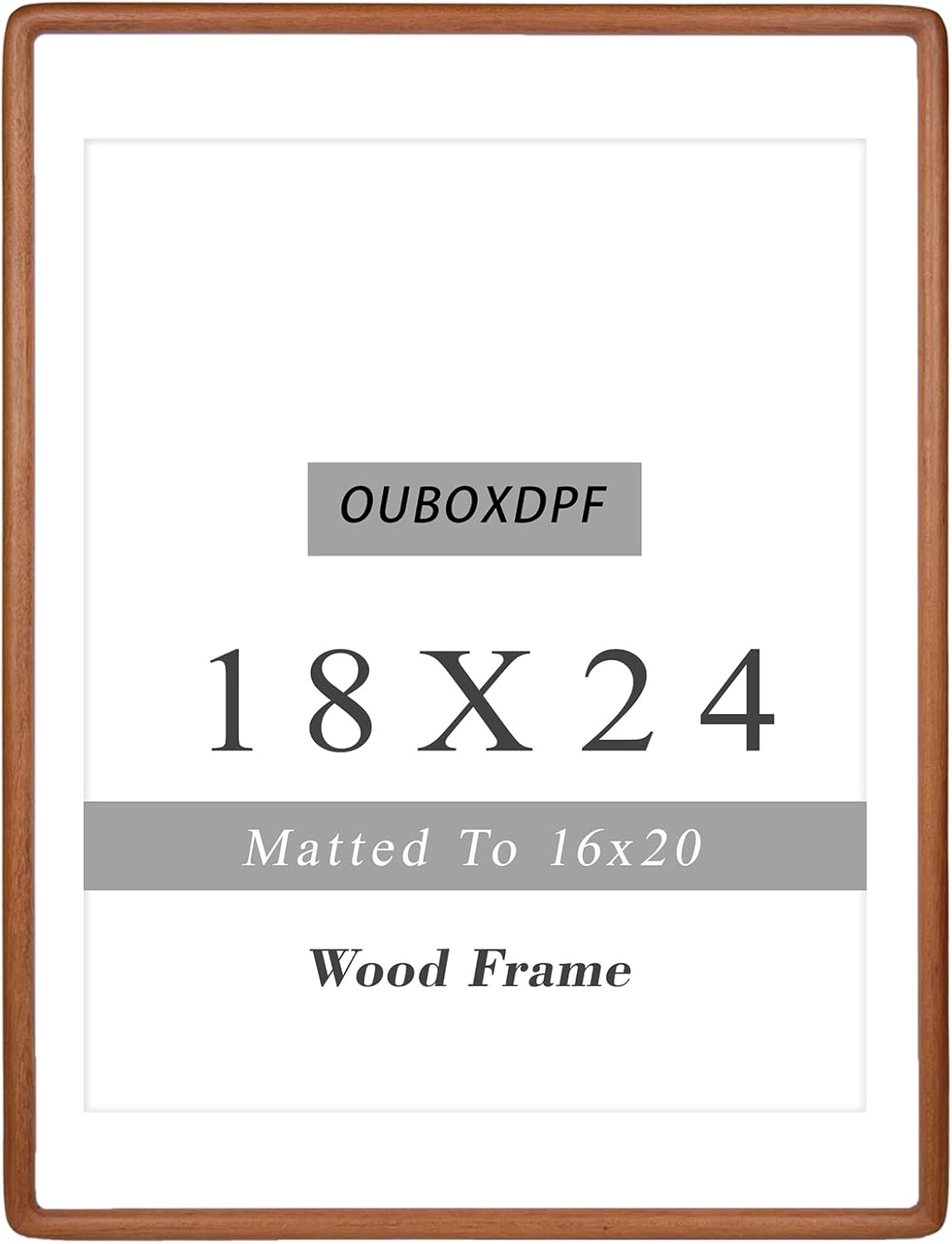 18x24 Poster Frame Wood 16x20 with Mat, Natural Solid Teak Wooden Rounded Corner Photo Frames with Tempered Glass for Hanging Displaying Horizontally or Vertically