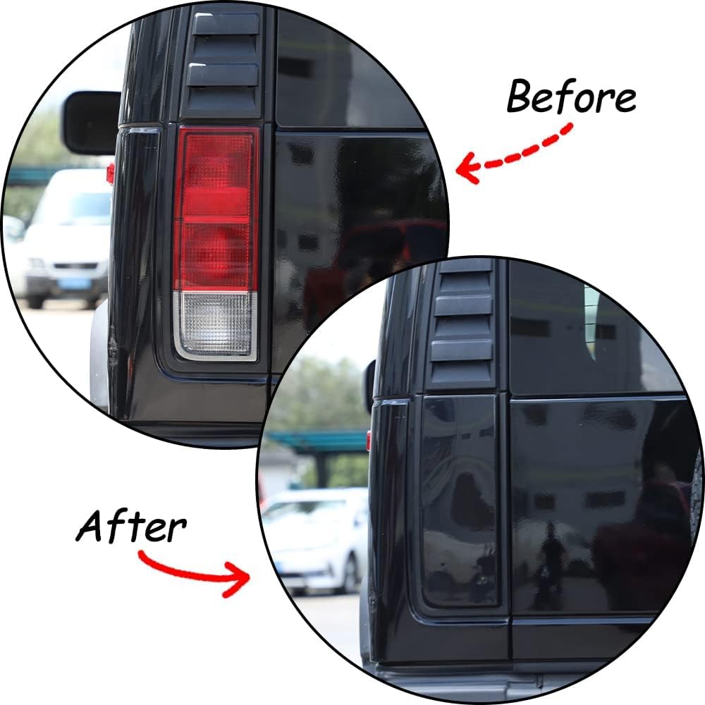 PIUGILH Rear Tail Light Lamp Cover Guard Trim Compatible with Hummer H2 2003-2009, Smoked Black Exterior Accessories Light Bezel Decor