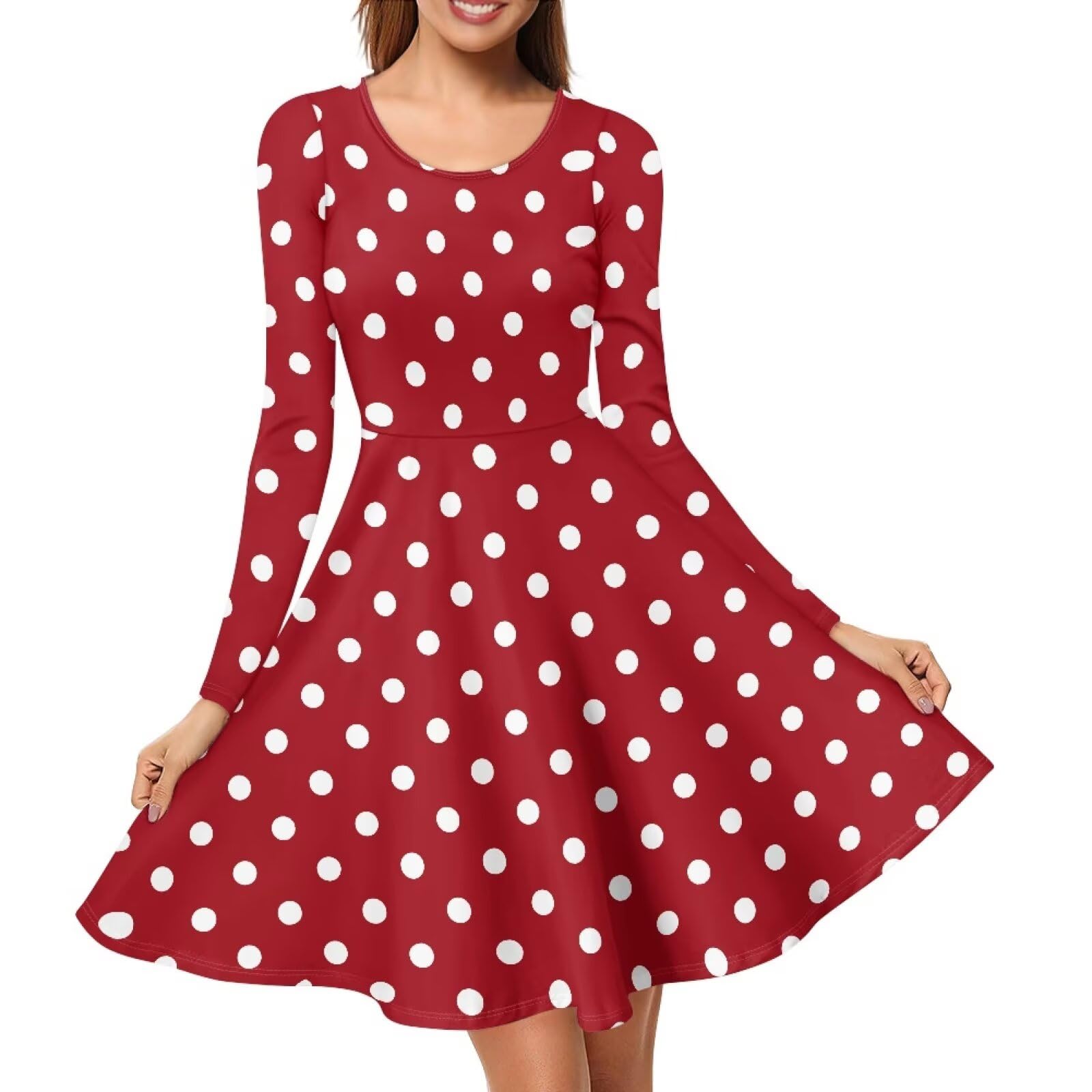 Womens Long Sleeve Pleated Maxi Dress Empire Waist Slim Swing Dress Casual Fall Winter Dress Wedding Party Outfits
