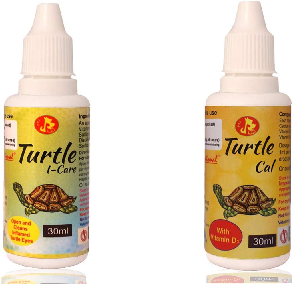 (PCI) Turtle i-Care & Turtle Cal Drop - Swollen, Inflamed, Infected Eye & for Strong Shell and Provide Essential Calcium of Healthy Turtle Healthcare (Combo) (30ml)