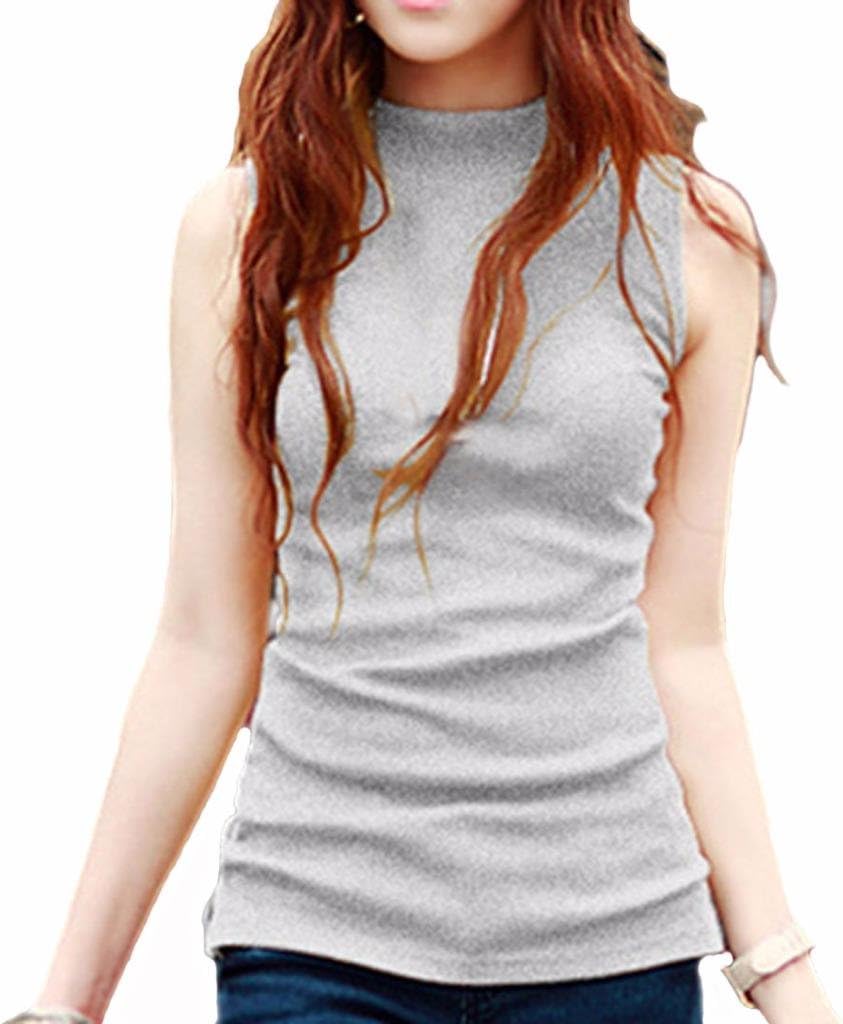 LIREROJE Women's Mock Turtleneck Fullback Shaping Tank Top Shirt Tops