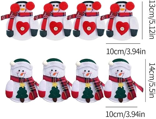 Miniatura 4 de KUYYFDS Juego de soportes de vajilla con diseño de muñeco de nieve, cubiertos y tenedores, cubiertas de mesa de fiesta de Navidad, 8 piezas Spork