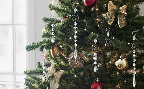 HOHIYA 36 Pcs Ornament Hooks 2.5 Inch Swirl Christmas Tree Hangers Stainless Steel Wire with Clear Acrylic Crystal Accent Rust Resistant Decorative Hooks for Holiday Ornaments Silver - Thumbnail 4