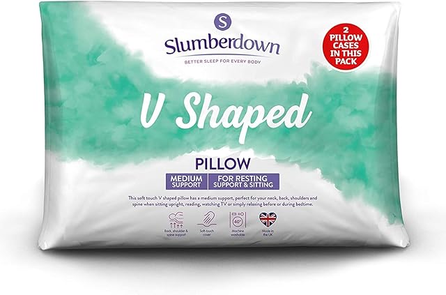 Slumberdown V-Shaped Upright White Pillow Suitable For Pregnancy Medium Support Designed for Back and Side Sleepers Bed Pillows