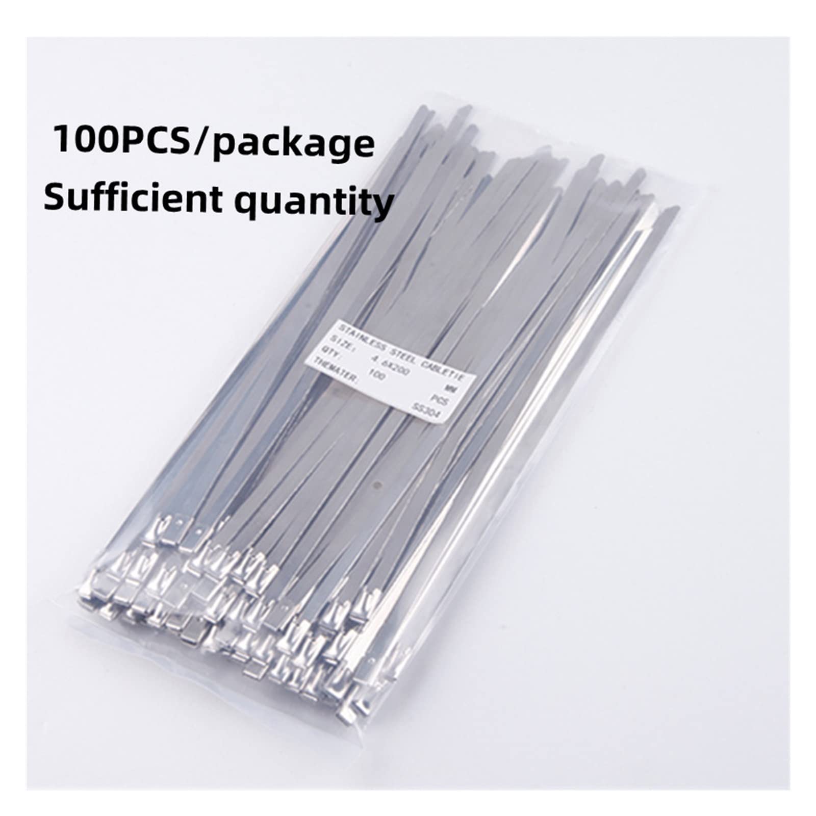 Fascette per cavi in acciaio inossidabile 304 Materiale 100 Fascette per cavi Un pacchetto di fascette per cavi Fascette per cavi resistenti Fascette per cavi resistenti (Colore: Argento, Dimensioni