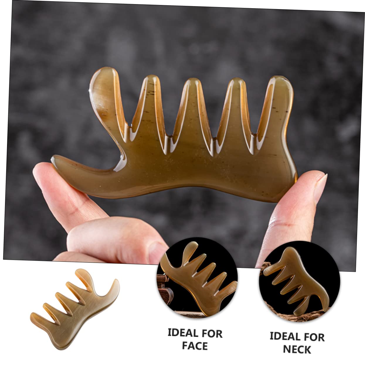 2piezas Peine De Masaje De Cuerno De Búfalo Herramienta De Masaje Guasha Para Relajación Muscular Aumento De Circulación Sanguínea y Alivio De Fatiga Diseño Ergonómico y