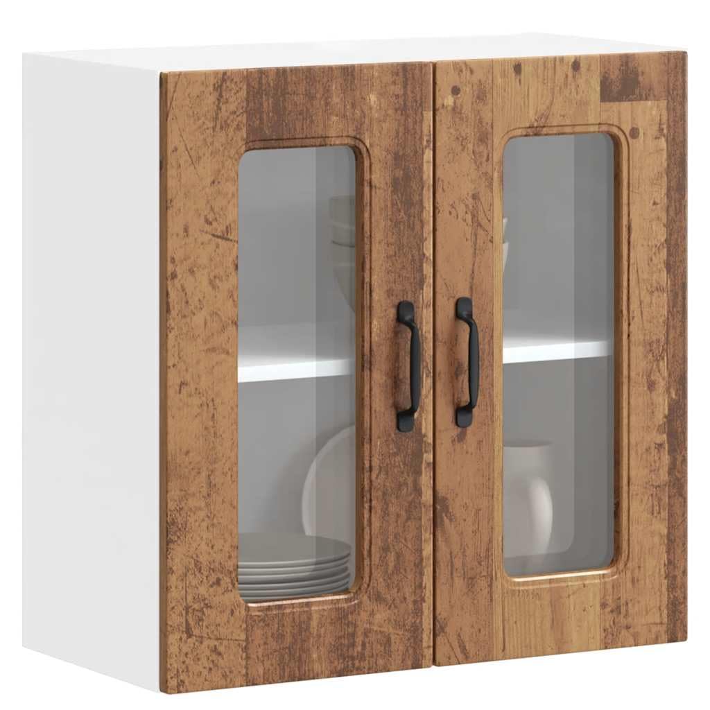 vidaXL Küchen-Hängeschrank mit Glastür Kalmar Altholz-Optik Holzwerkstoff