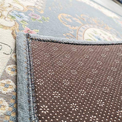 玄関マット室内ラグ・カーペット。ドアマット 家庭用 屋内花柄 吸水 速乾洗える,吸水 速乾 すべり止め耐磨折り畳み可能,長方形半円形 丸マット (デザイン2（ 60x90 cm）, レイクブルー) [5]
