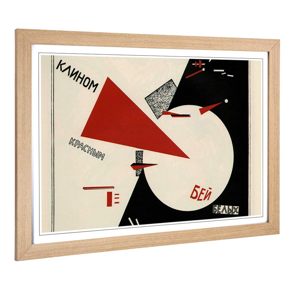 Big Box Art Framed Print of El Lissitzky Beat The Whites with The Red Design | Wall Art Picture | Home Decor for Kitchen, Living Room, Bedroom, Hallway, Oak, A2 / 24.5x18 Inch / 62x45cm