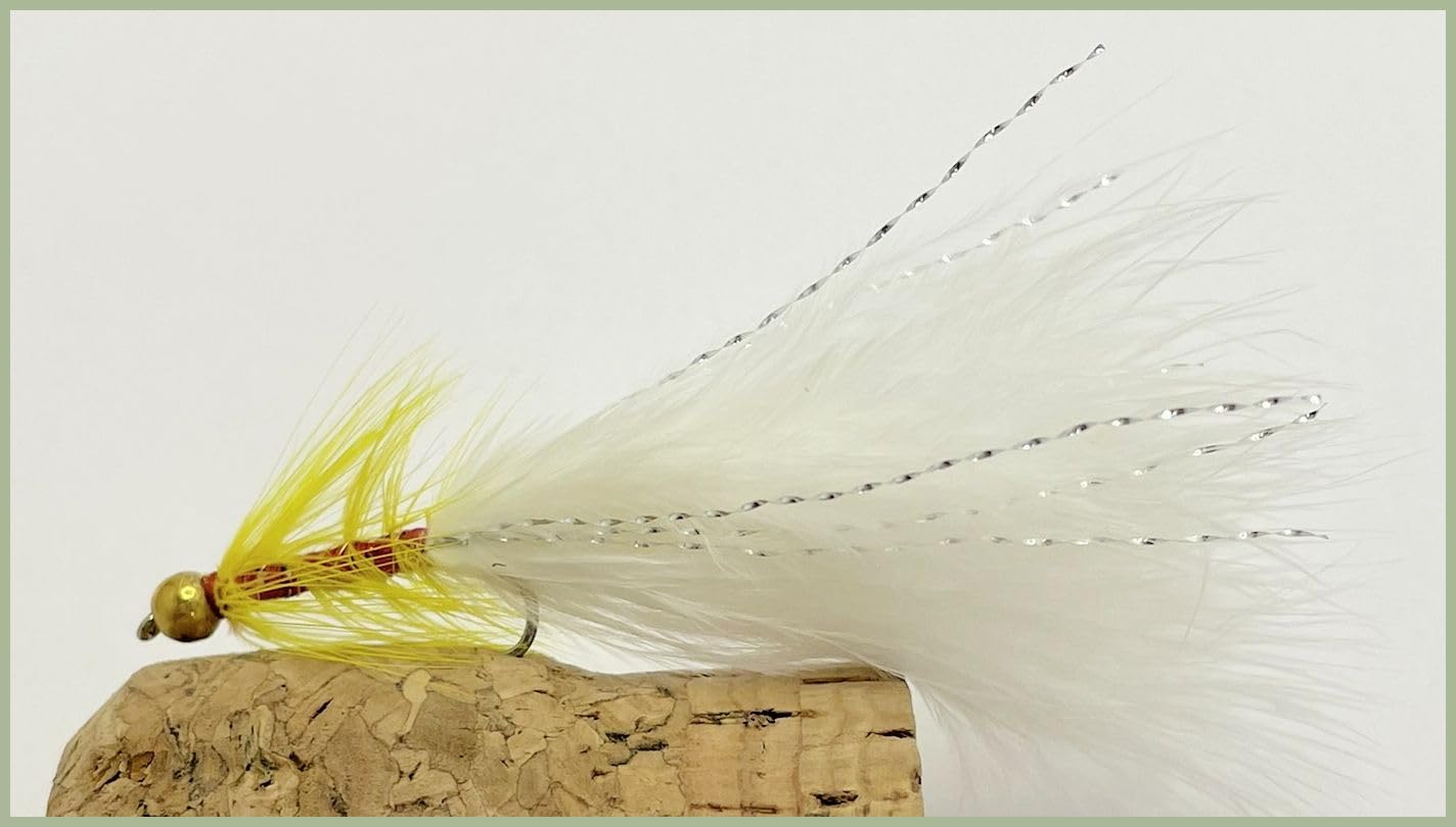 BARBLESS Goldhead Yellow Dancer, white-tailed Trout Flies size 10, choose the amount required, Best Lure Flies (6)