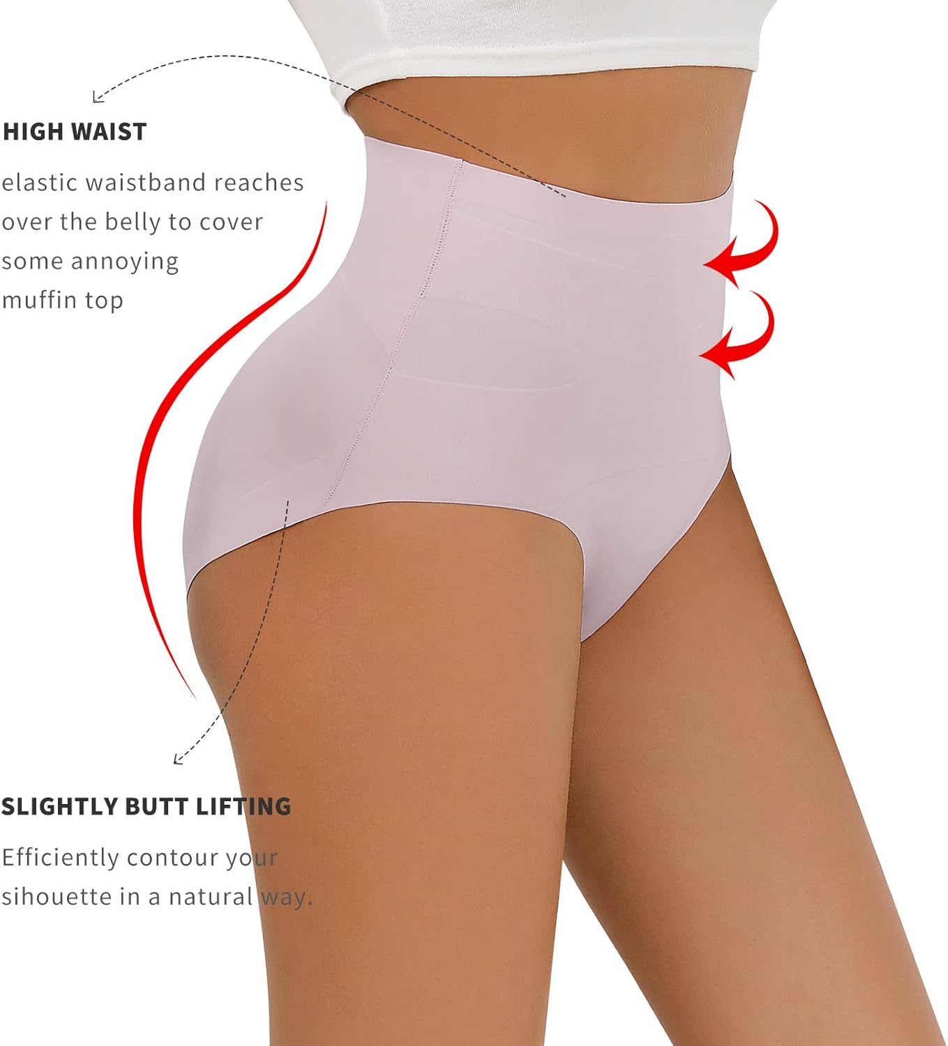 FallSweet No Show Tummy Control Underwear for Women High Waisted Panties Comfy Briefs Pack - Image 3