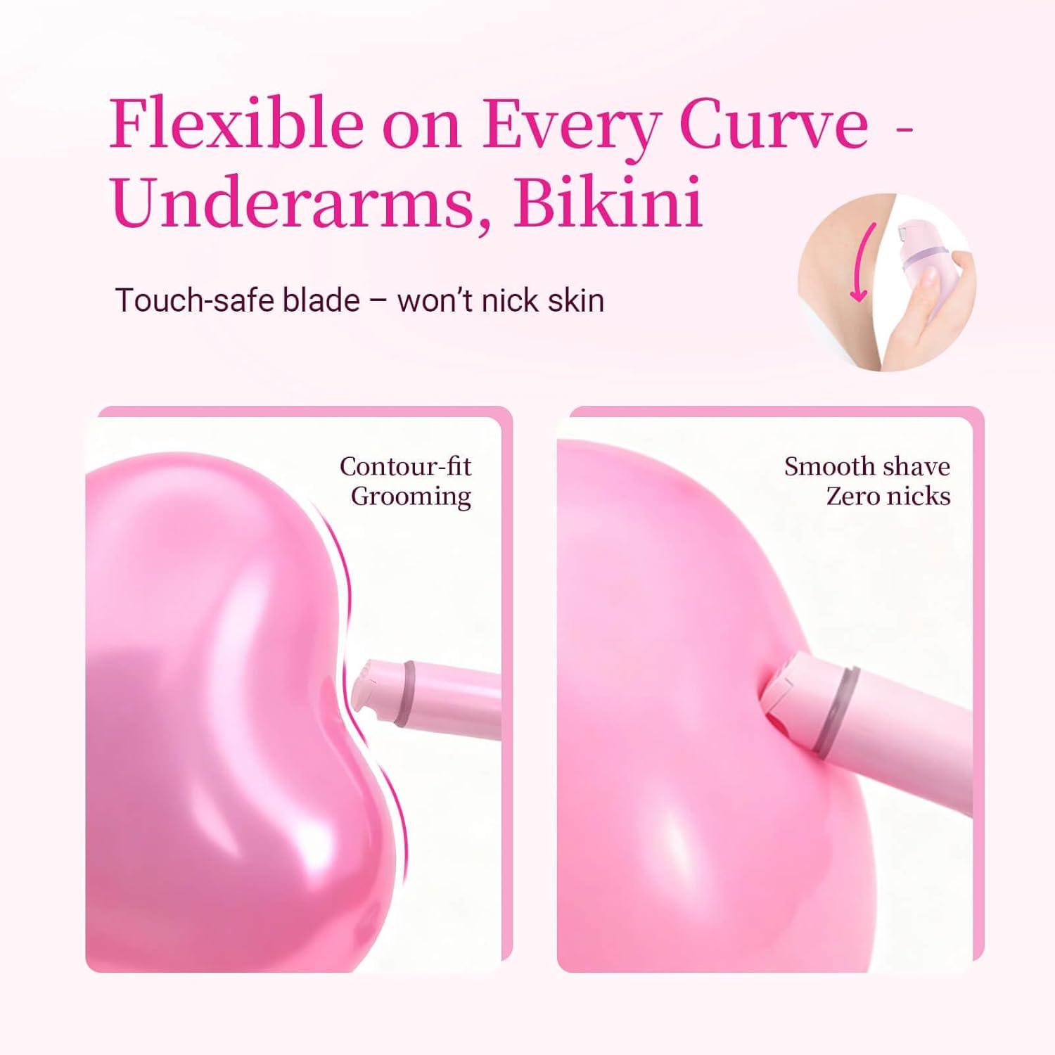 Bikini Trimmer for Women, 2-in-1 Electric Razor & Pubic Hair Trimmer, IPX6 Waterproof Bikini Shaver with 0.1-4 mm Combs, USB Charge, Painless Electric Shaver for Women Legs Underarms Face (Pink)