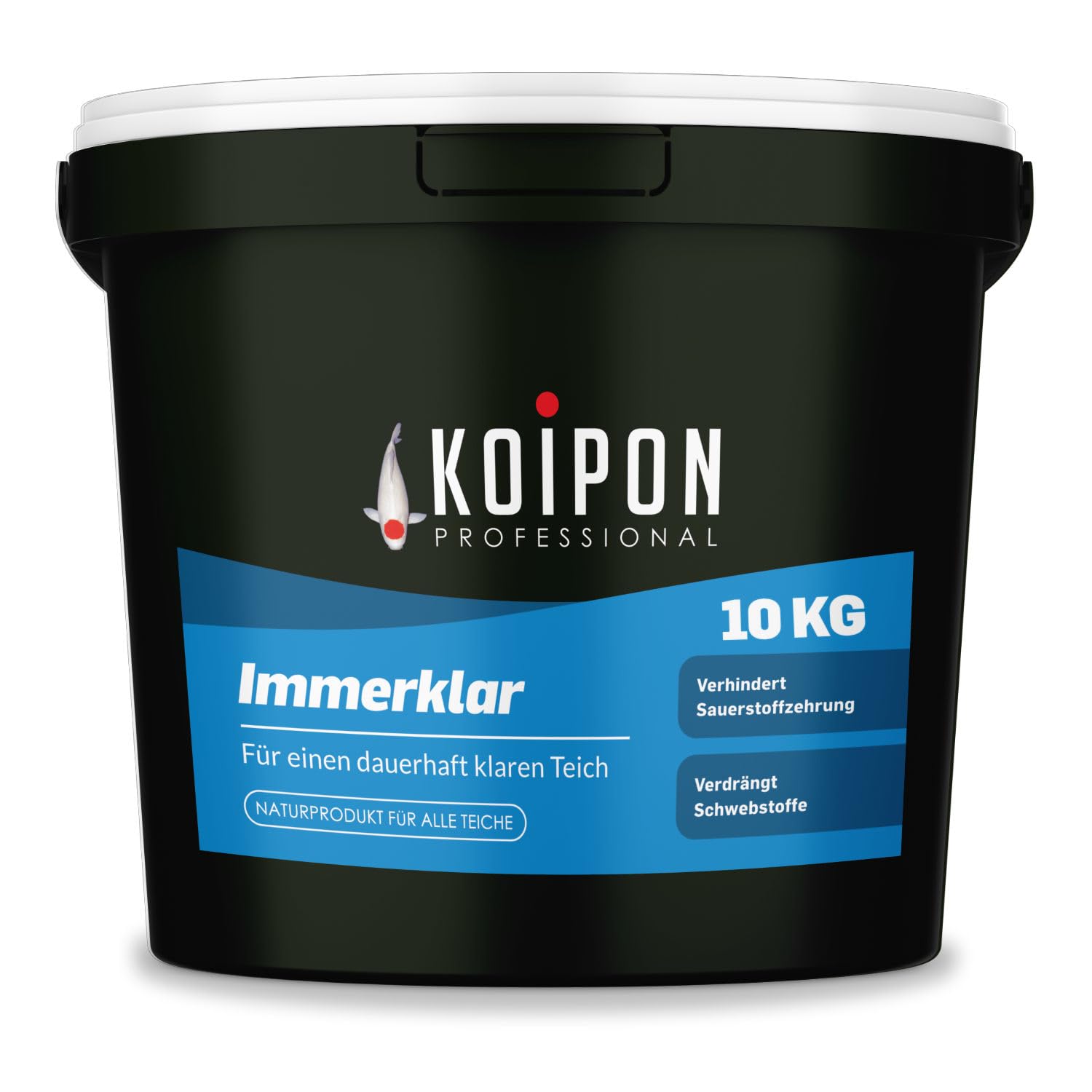 KOIPON Immerklar 10 kg, Natürlicher Teichwasseraufbereiter für dauerhaft klares Teichwasser, Gegen Schwebealgen und trübes Wasser im Gartenteich