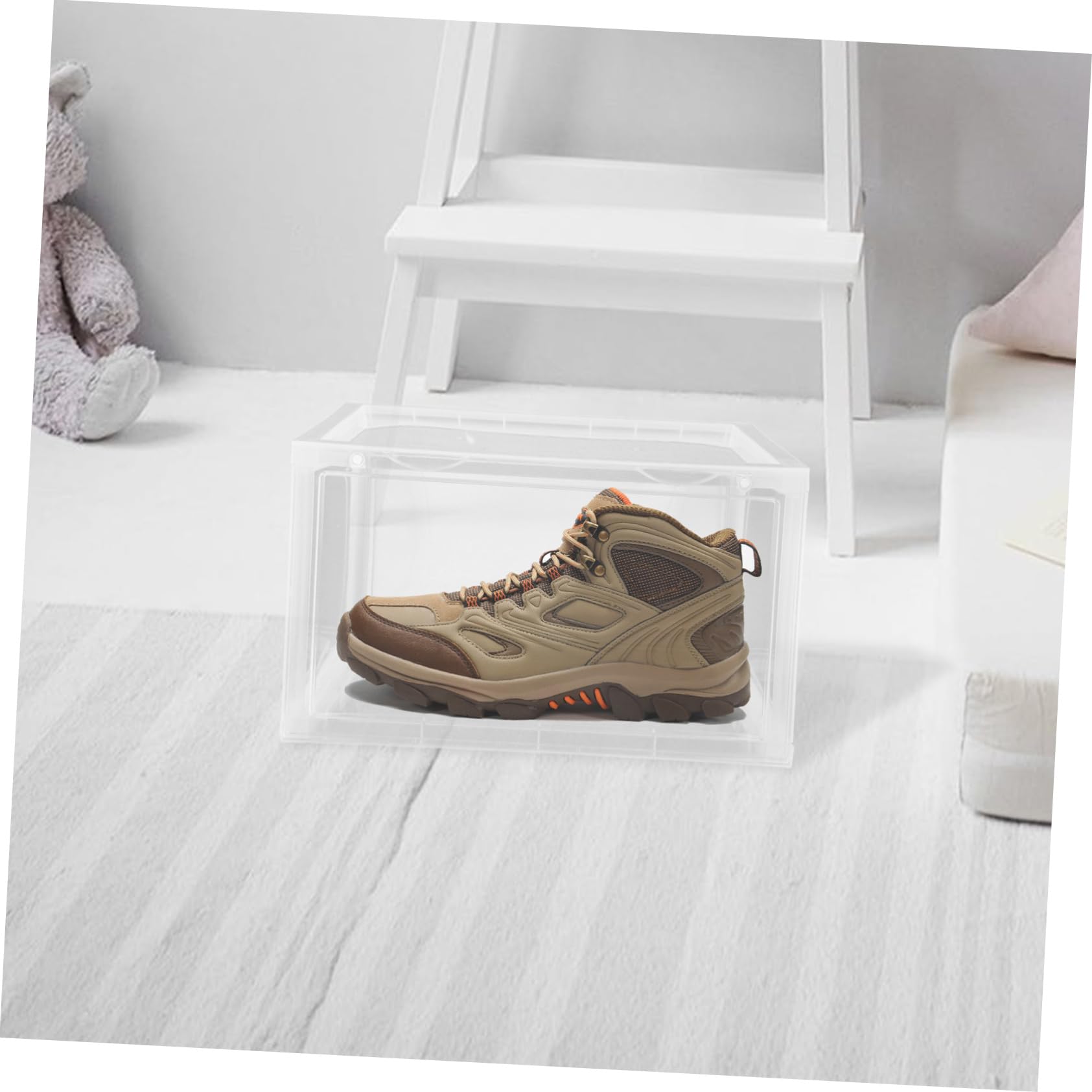 Zerodeko Organizador de Zapatos Acrílico con Puerta Lateral Magnética Caja de Almacenamiento Apilable Que Ahorra Espacio para La Entrada