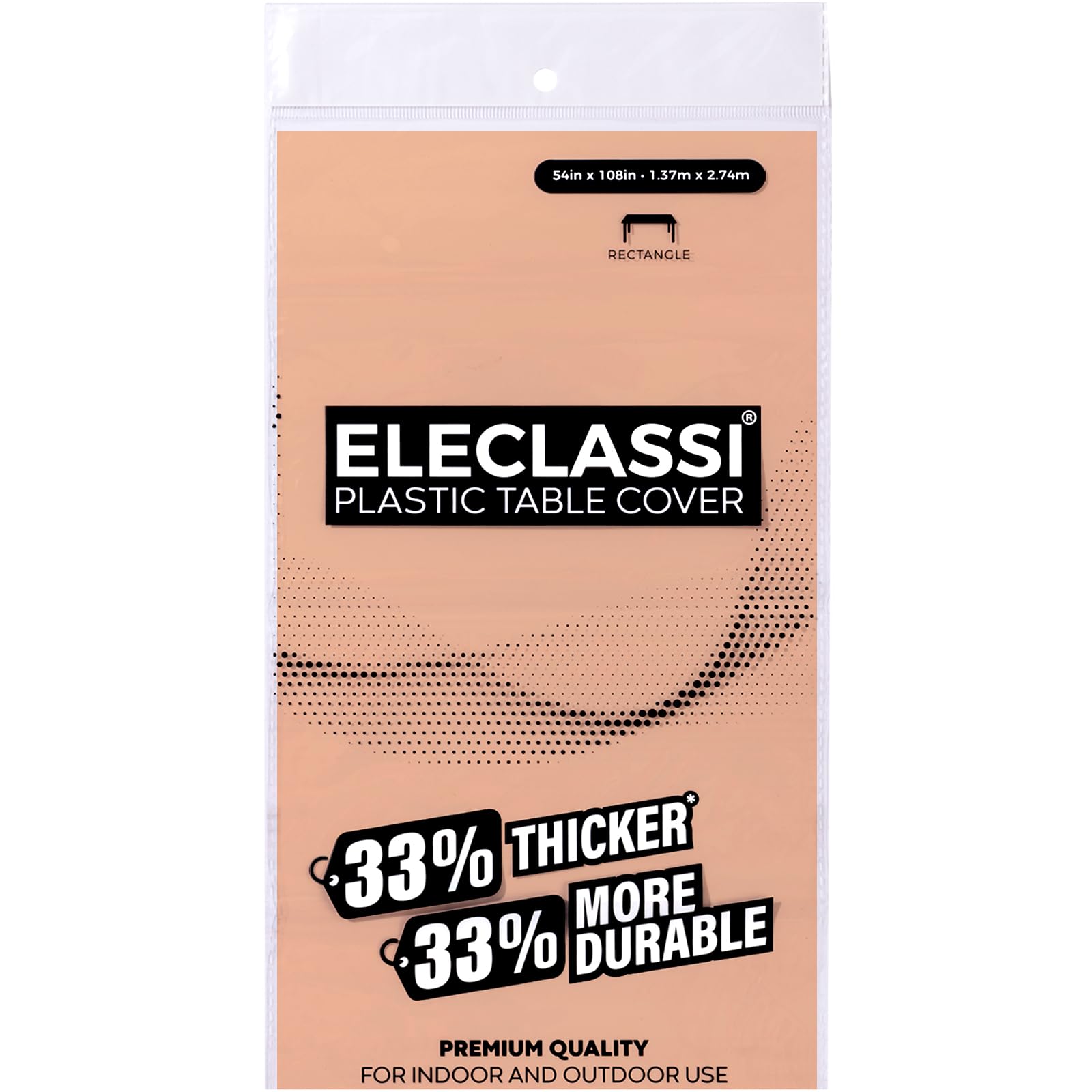 Eleclassi Peach - Paquete de 12 manteles de plástico Desechables 54 x 108 Pulgadas, Mantel desechable de plástico para Fiestas para mesas rectangulares de hasta 8 pies de Largo,