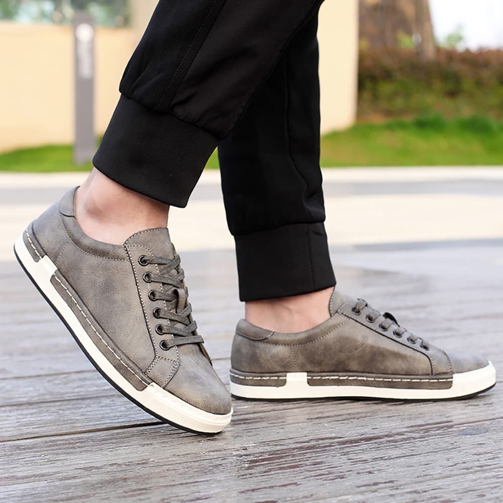 Asifn Herren Leder Casual Skateboard Schuhe Mode Lace Up Loafers Anti-Rutsch-Flats Trendy Business Bequeme Turnschuhe
