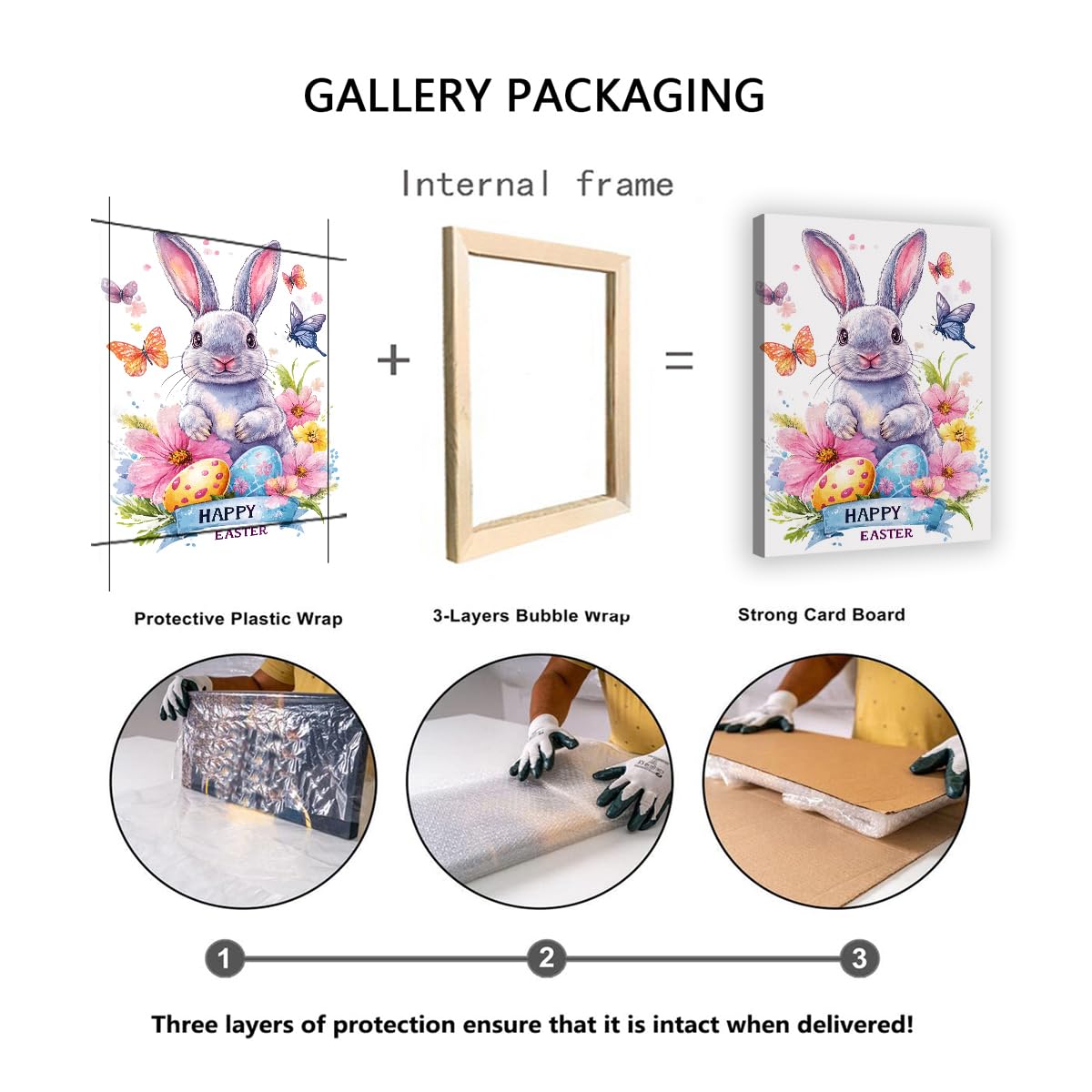 Estampado de huevos de Pascua con punteado de conejo en acuarela sobre patrones de lienzo Imágenes Ilustraciones navideñas mariposas para la decor de las escaleras del pasillo dormitorio 75x115cm