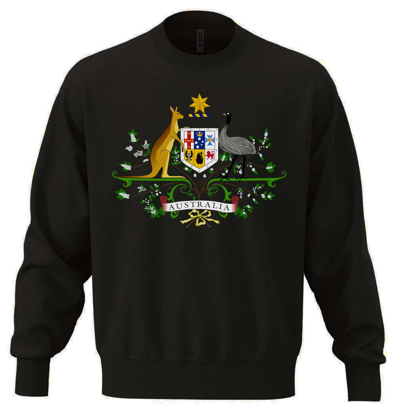 Australijski herb unisex oversize mieszanka bawełny ciężka bluza czarna
