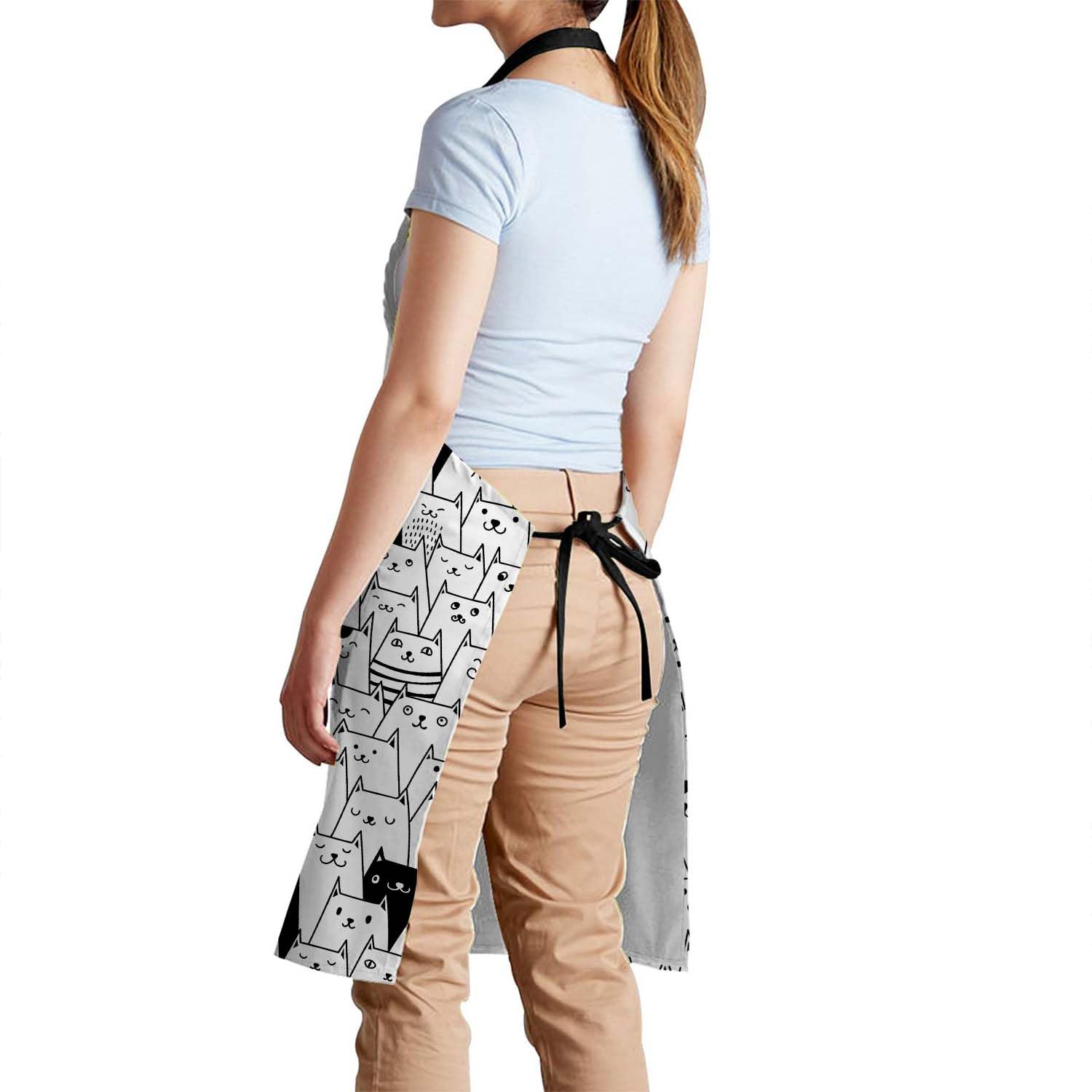 Smooffly Cute Cats Apron, Adjustable Bib Apron for Men Women 27x31 Inch, Cats Pattern, Unisex, Cotton, Machine Washable - Image 3