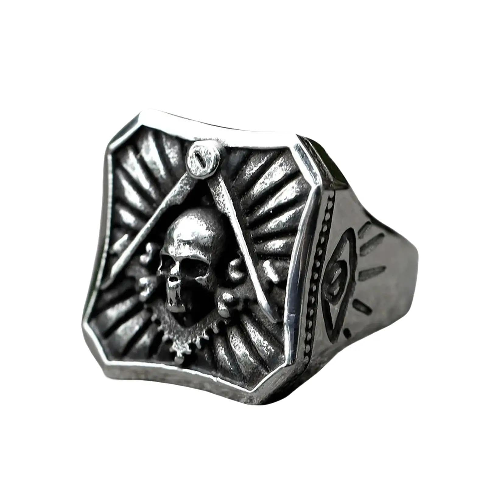 New Men's Rings Masonic Skull Ring Punk Biker Fashion Jewelry Gift Vintage