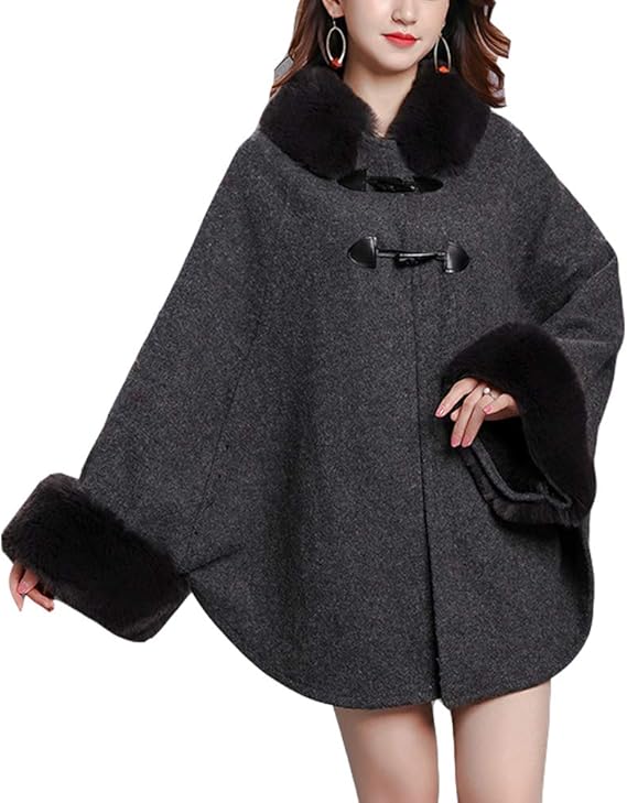 Amazon Trayosin レディース コート ポンチョコート エレガントコート モッズコート ロング ロングコート オシャレ アウター ゆったり 秋冬 お出かけ グレー コート ジャケット 通販