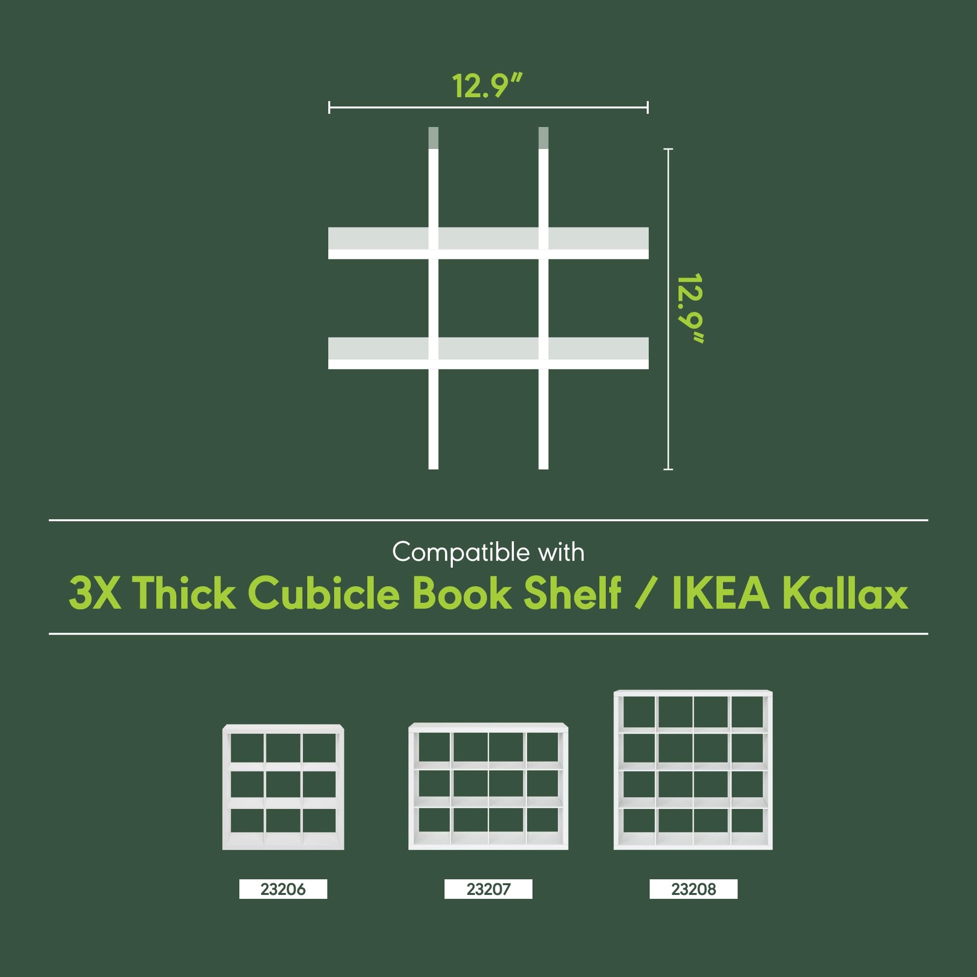 Furinno Cubicle Würfel-Einsatz, 9-Fächer Cube Organizer, Regalzubehör, passend für Furinno Triple Thick Cubes und IKEA Kallax, für Aufbewahrung und Organisation, Schwarz Dunkleiche