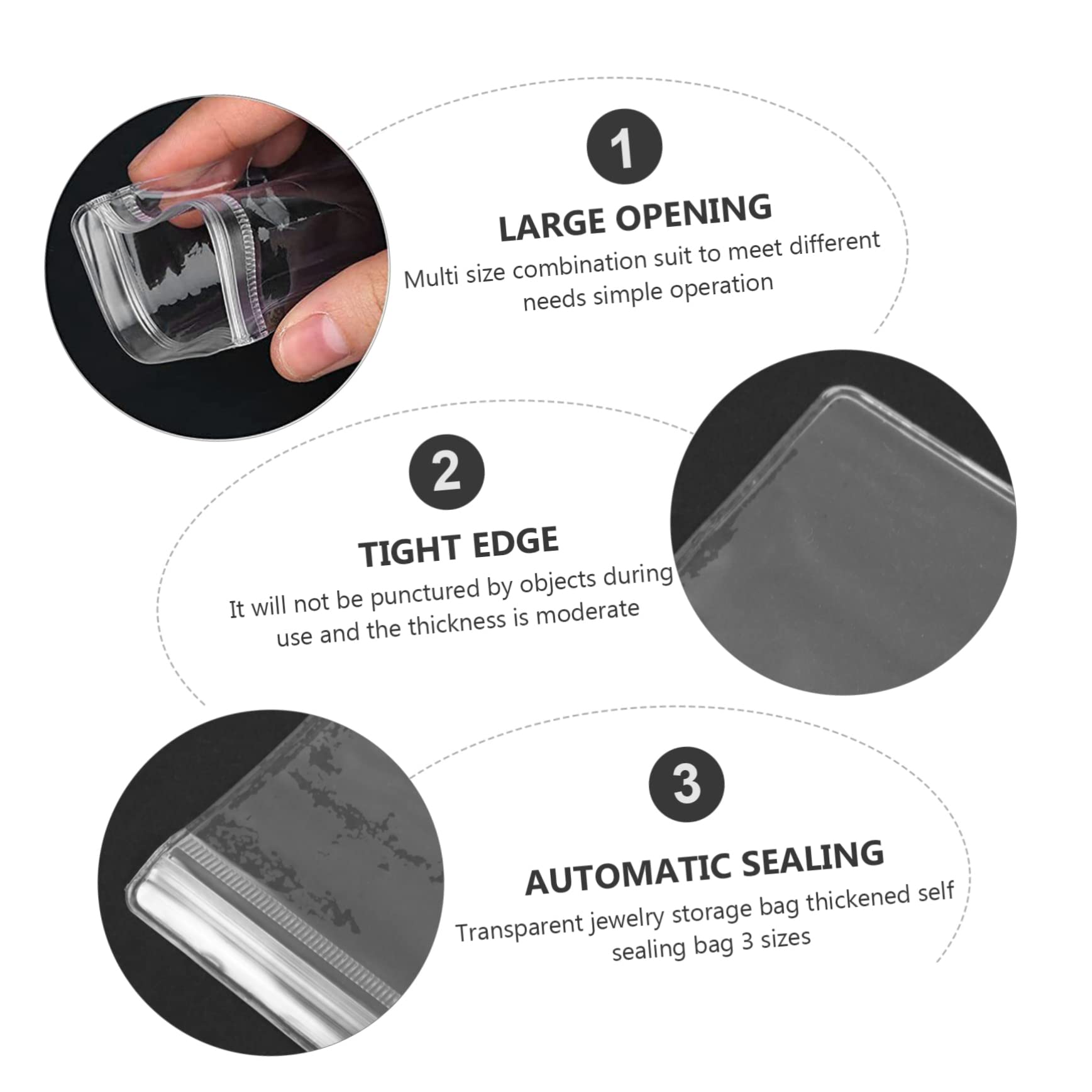 BELLIFFY 1set Self-locking Jewelry Storage Bags Transparent Earring Organizers for Necklaces Bracelets and Jewelry Reusable Anti-tarnish Design