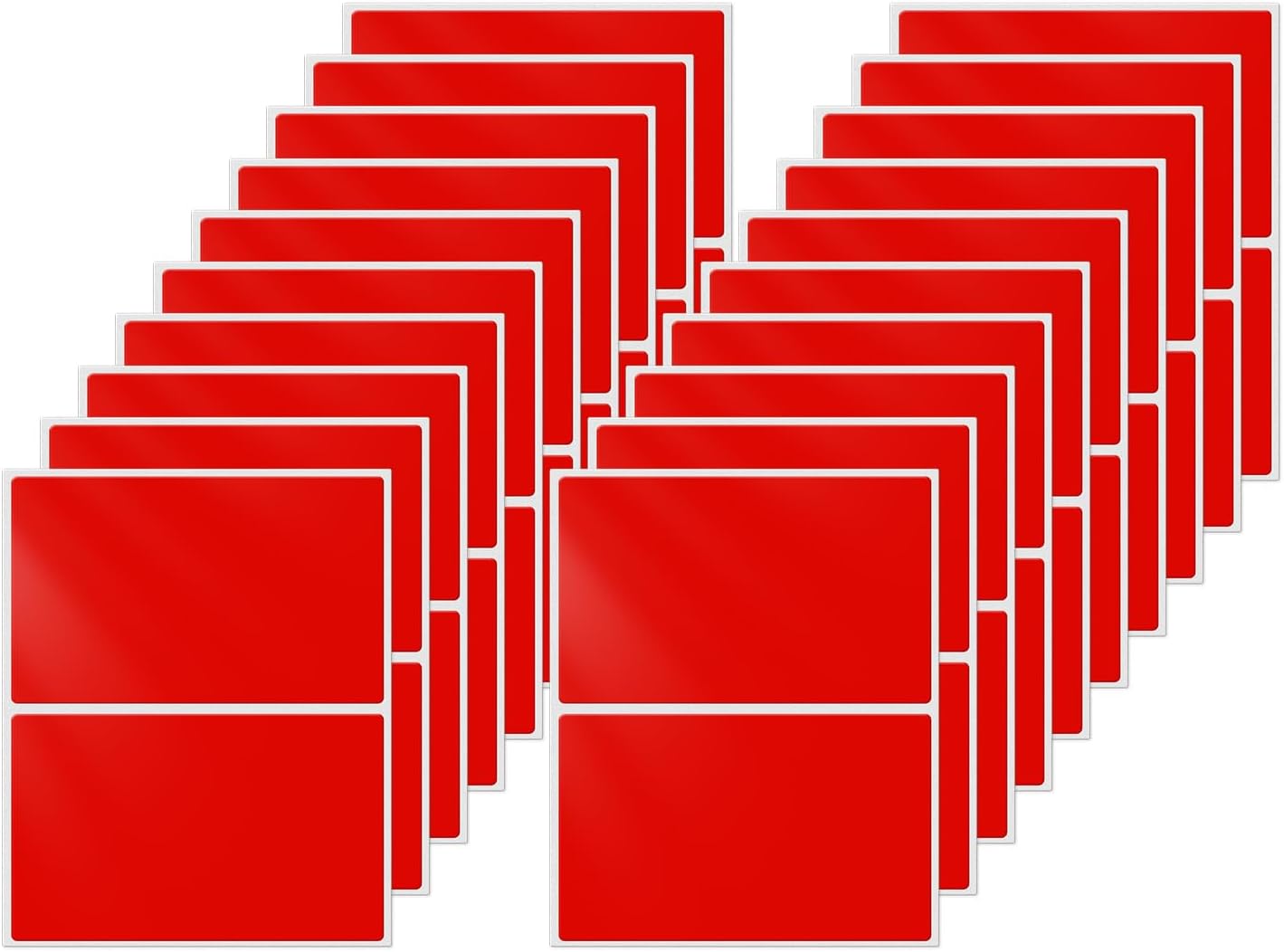40 PCS Red Rectangle Labels 3 x 2 Inch Color Coding Sticky Stickers Vinyl Waterproof Self-Adhesive Removable Name Tags for Office Warehouse Business