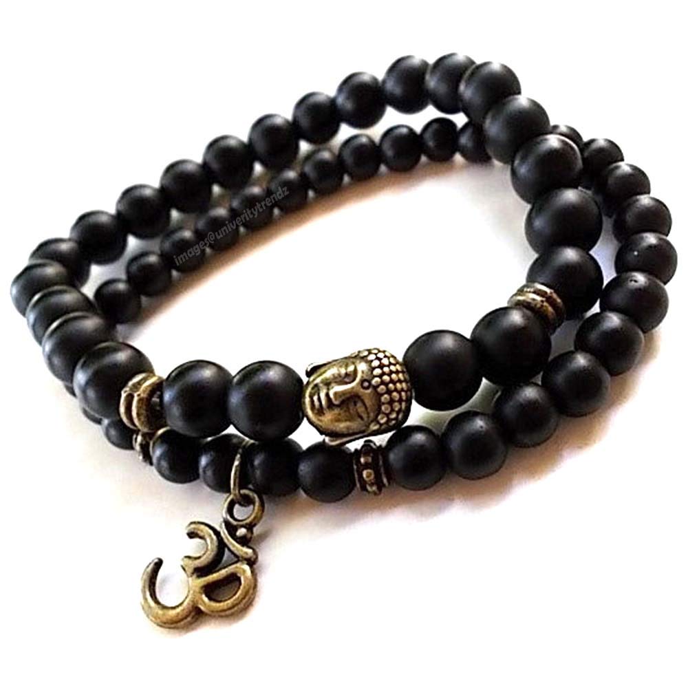 University Trendz Classic OM Buddha Black Beaded Onyx Bracelet for Men & Women (B08R3ZL29J) Amazon Price History, Amazon Price Tracker