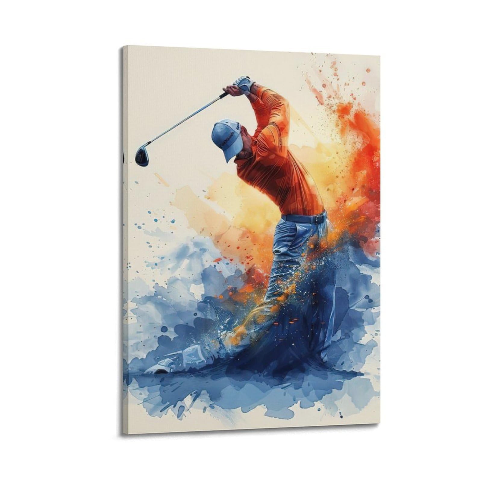 XMUXCY Decorazione da parete per camera da letto, poster su tela, poster sportivo, stile artistico, golf, altalena, 60 x 90 cm, stile cornice