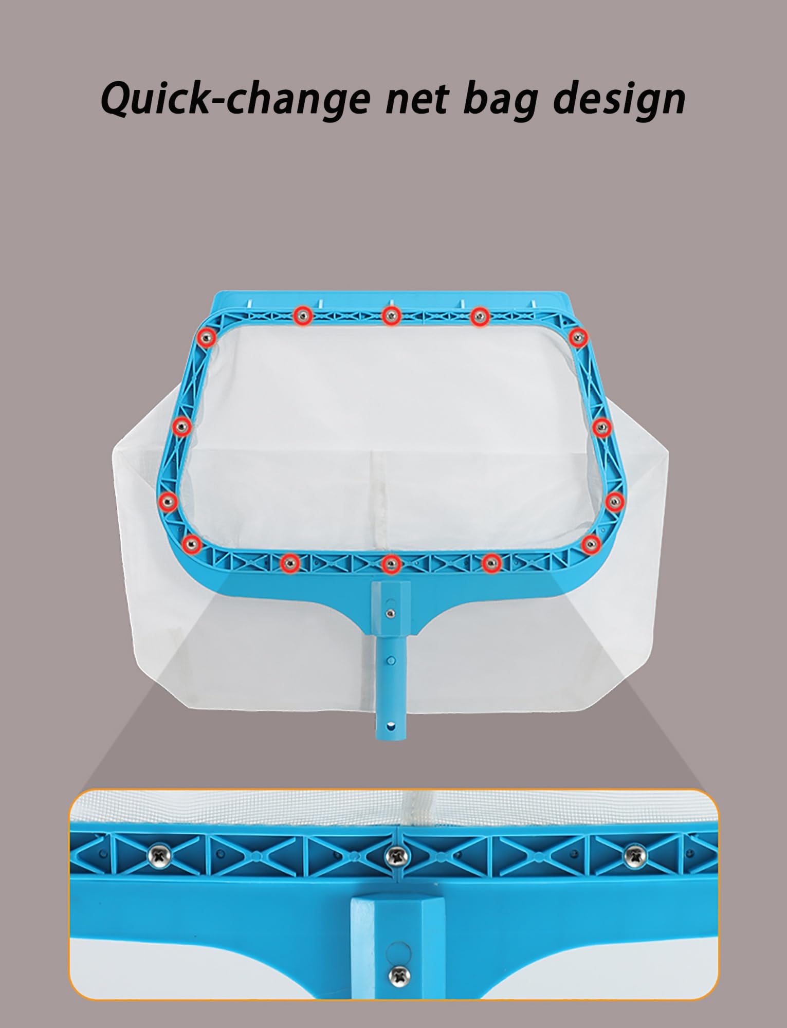 Esta Red para Recoger Hojas de Piscina, Herramienta de Limpieza Resistente para Piscinas con Bolsa de Malla de Nailon Fina y Profunda: Limpieza rápida, Borde fácil de Recoger, eliminación de